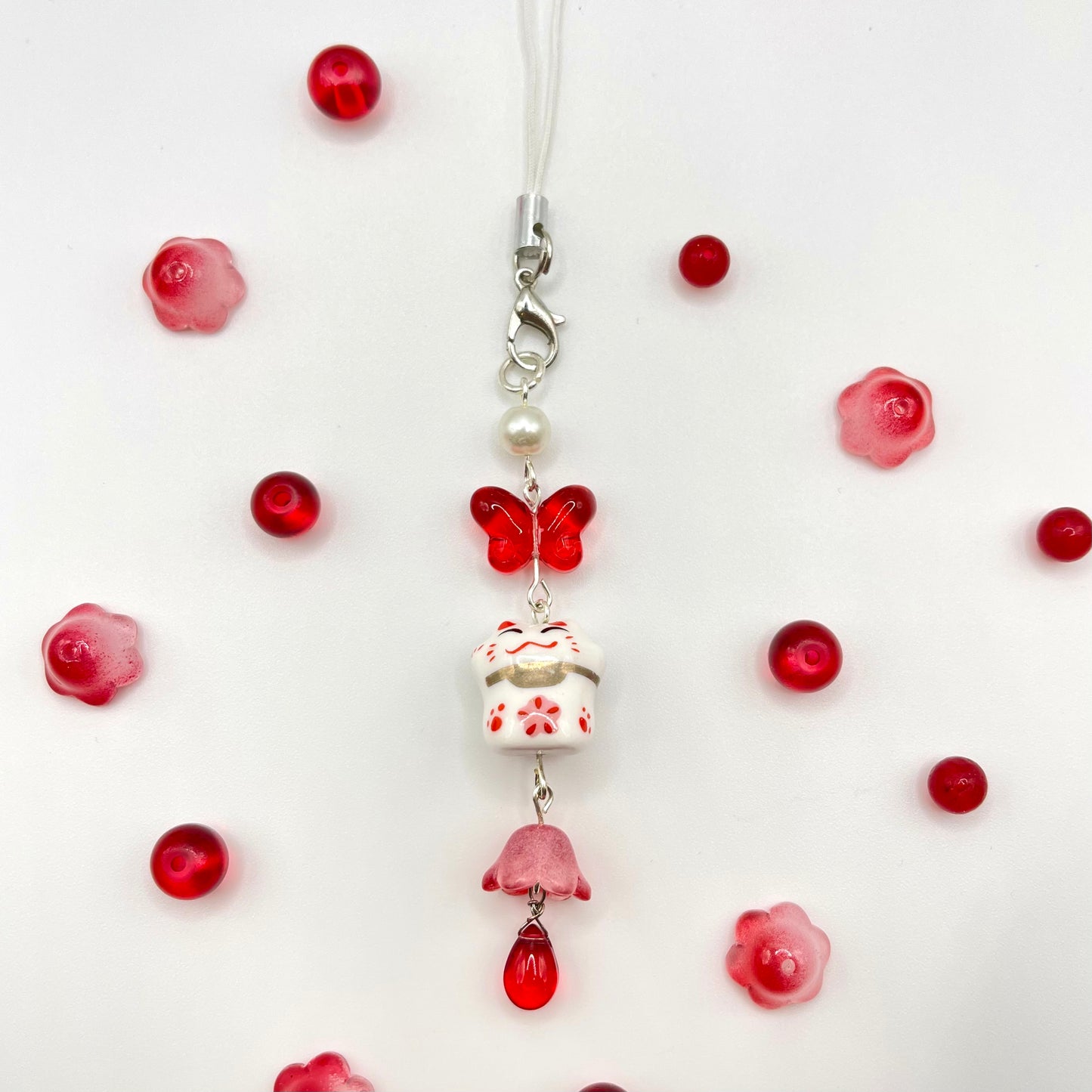 Kawaii Lucky Cat Keychains/Phone Charms (Hand-made)