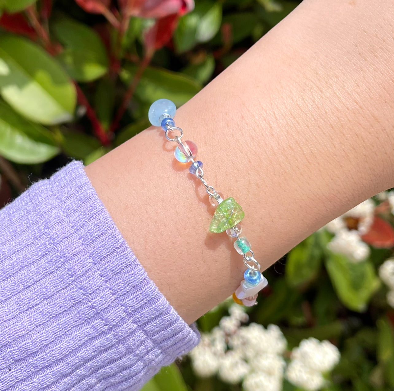 Ponyo Anime Inspired Beaded Chain Charm Bracelet (Hand-Made)