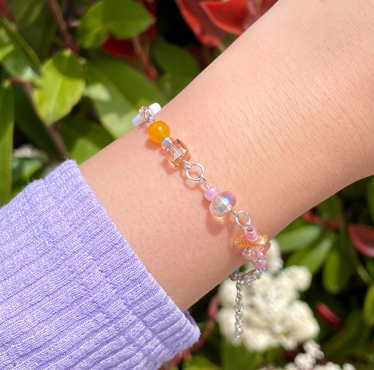 Ponyo Anime Inspired Beaded Chain Charm Bracelet (Hand-Made)