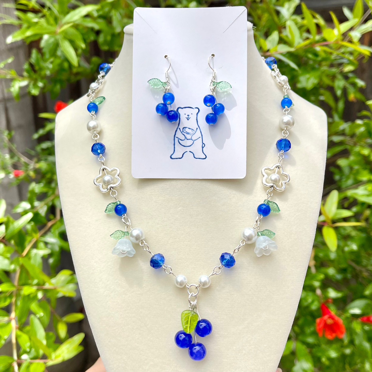 Fruit Earrings and Necklaces (Hand-made) | Strawberry, Cherry, Orange, & Blueberry!