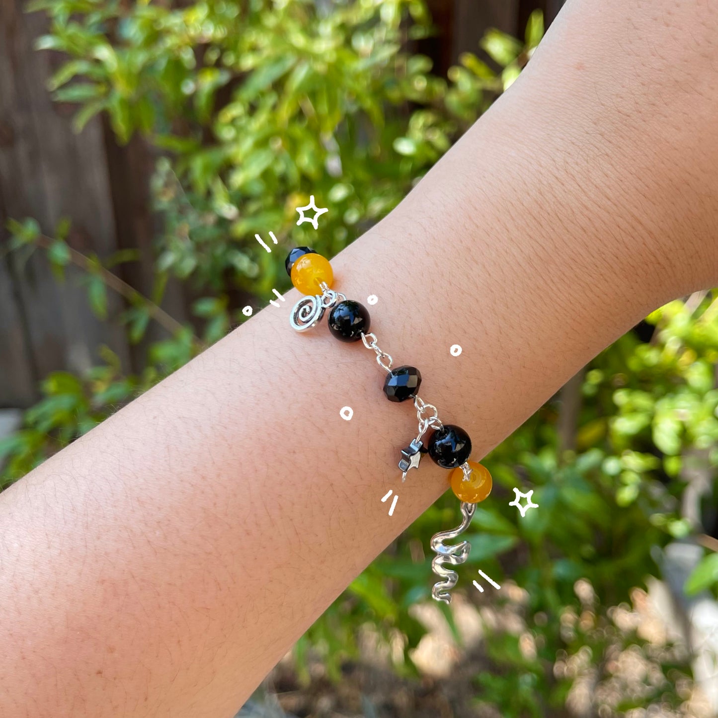 Gojo Satoru & Geto Suguru Inspired Beaded Chain Charm Bracelet (Hand-Made)