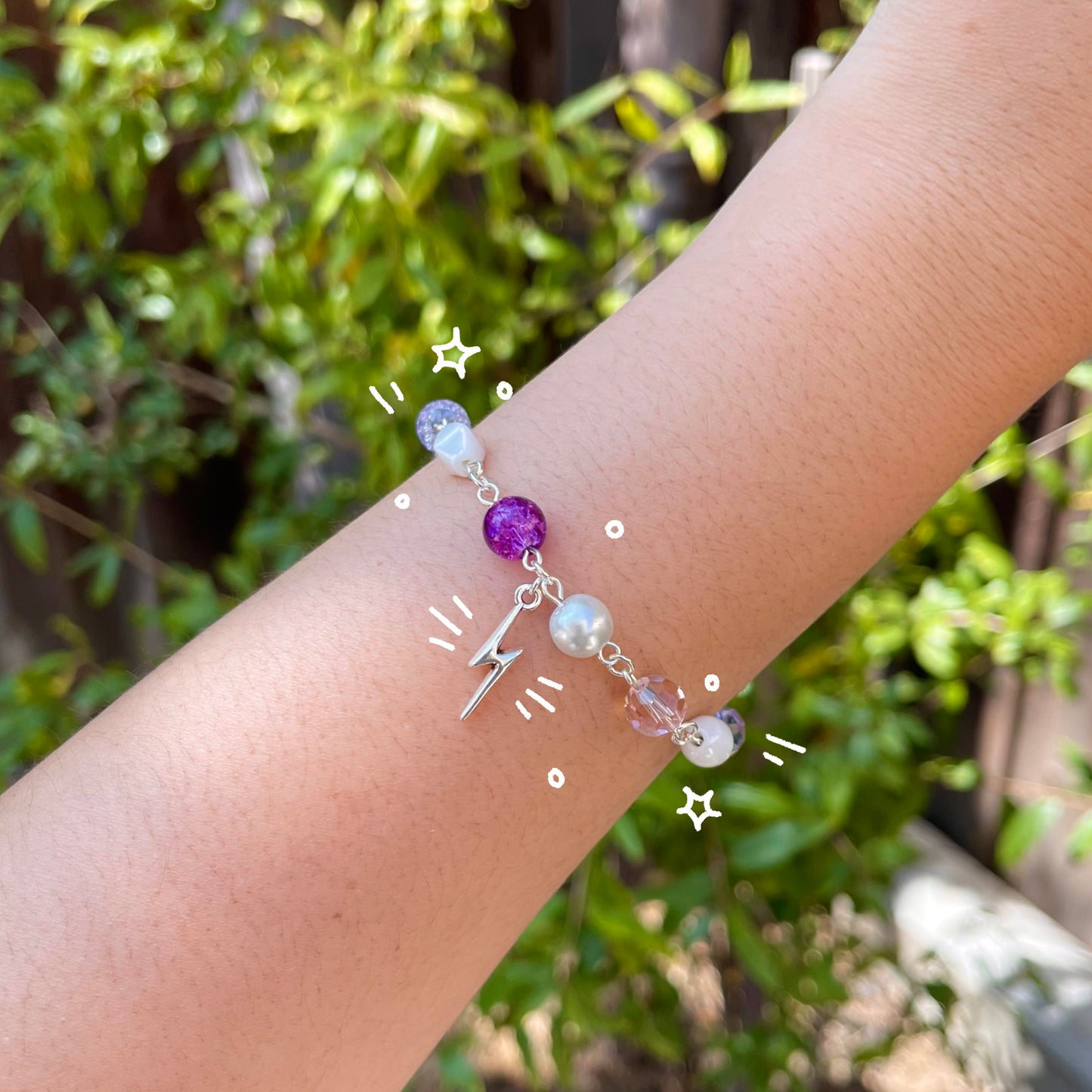 Gear 5 Luffy Inspired Beaded Chain Charm Bracelet (Hand-Made)