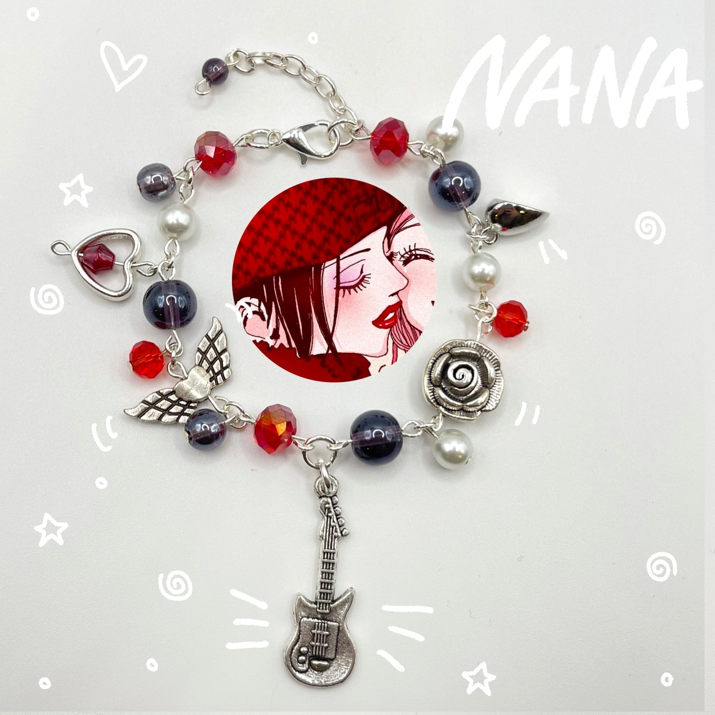 NANA Matching Anime Inspired Beaded Charm Bracelets (Hand-Made)