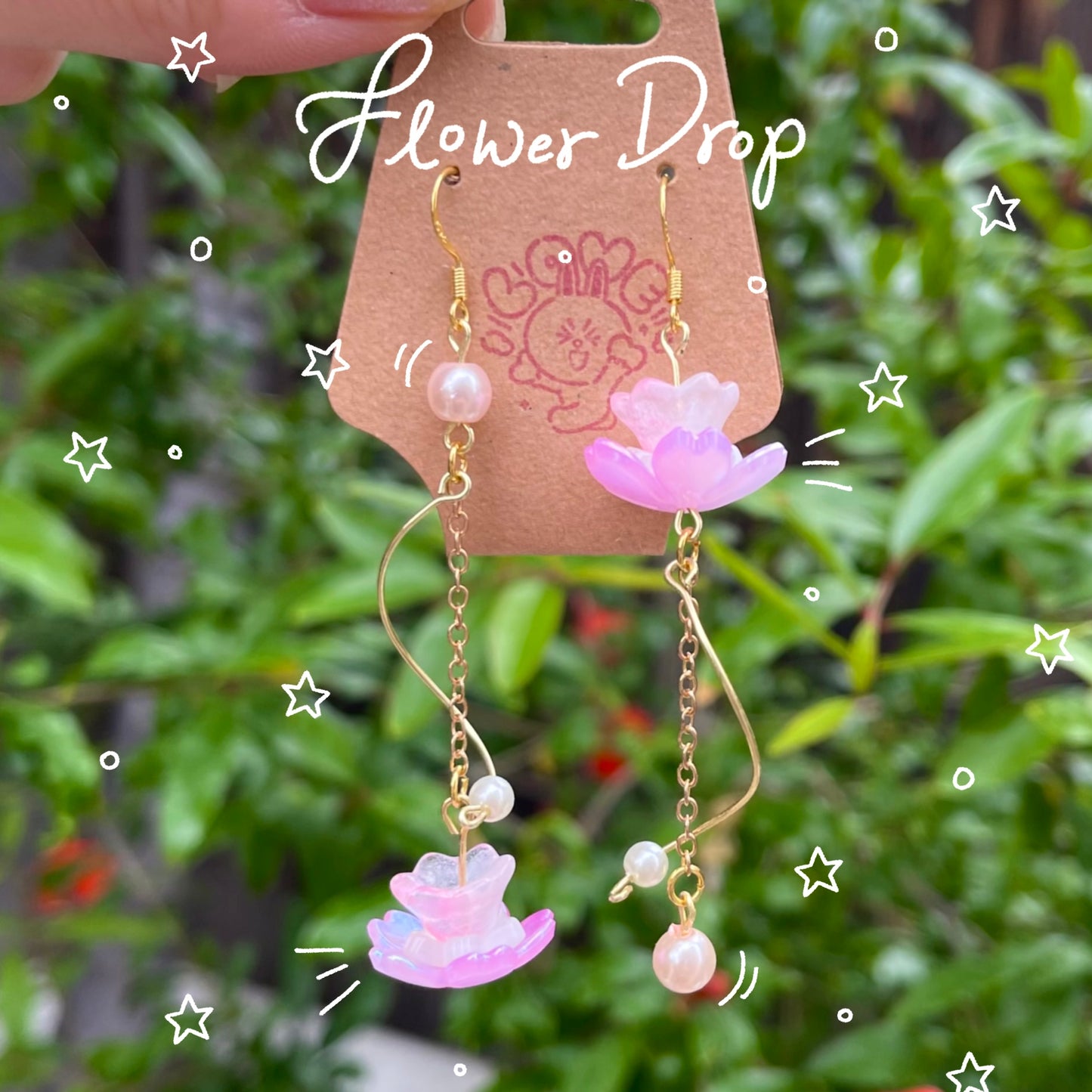 Flower/Sakura/Lotus Drop Earrings (Hand-made)
