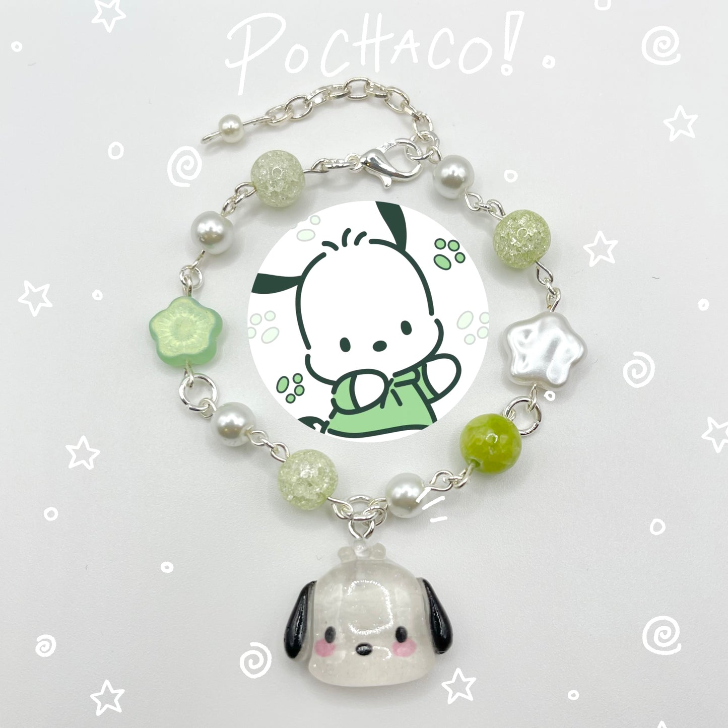 Kawaii Sanrio Inspired Beaded Chain Charm Bracelet (Hand-Made)