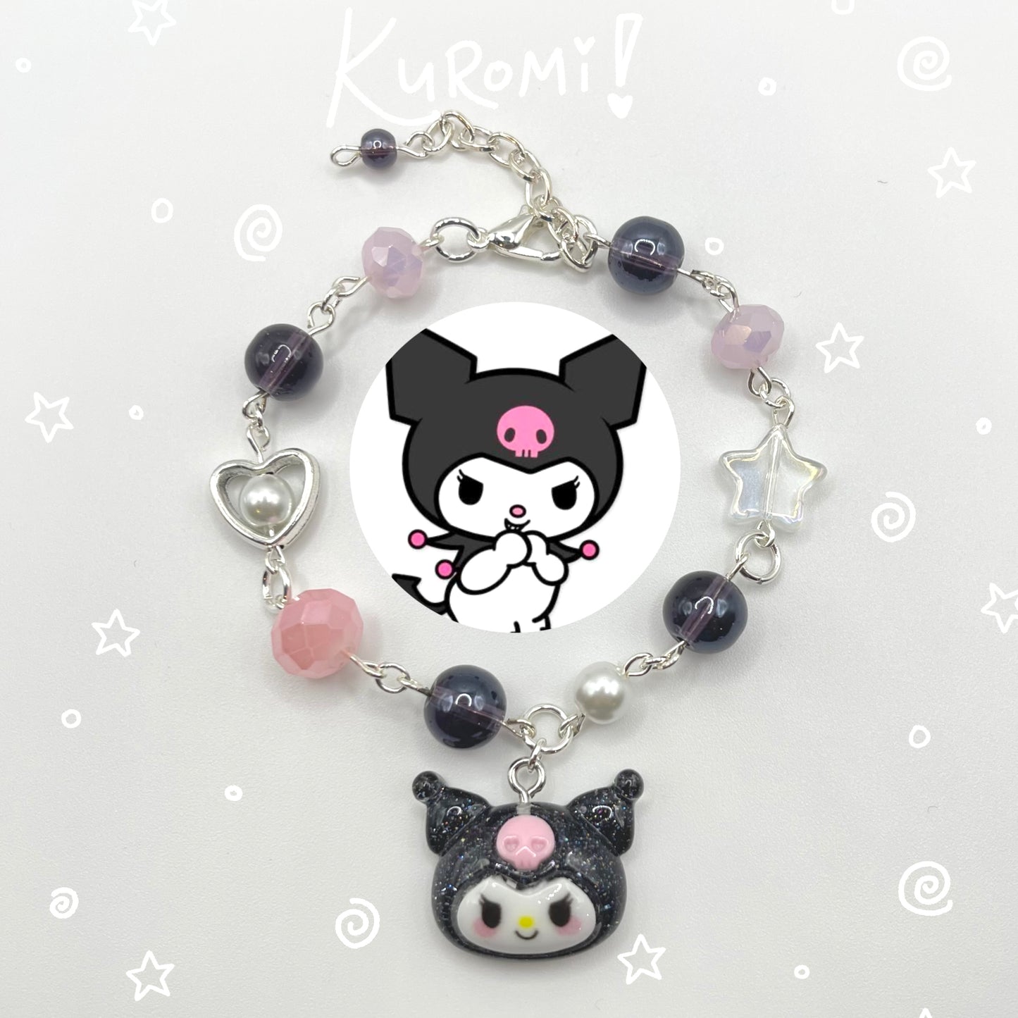Kawaii Sanrio Inspired Beaded Chain Charm Bracelet (Hand-Made)