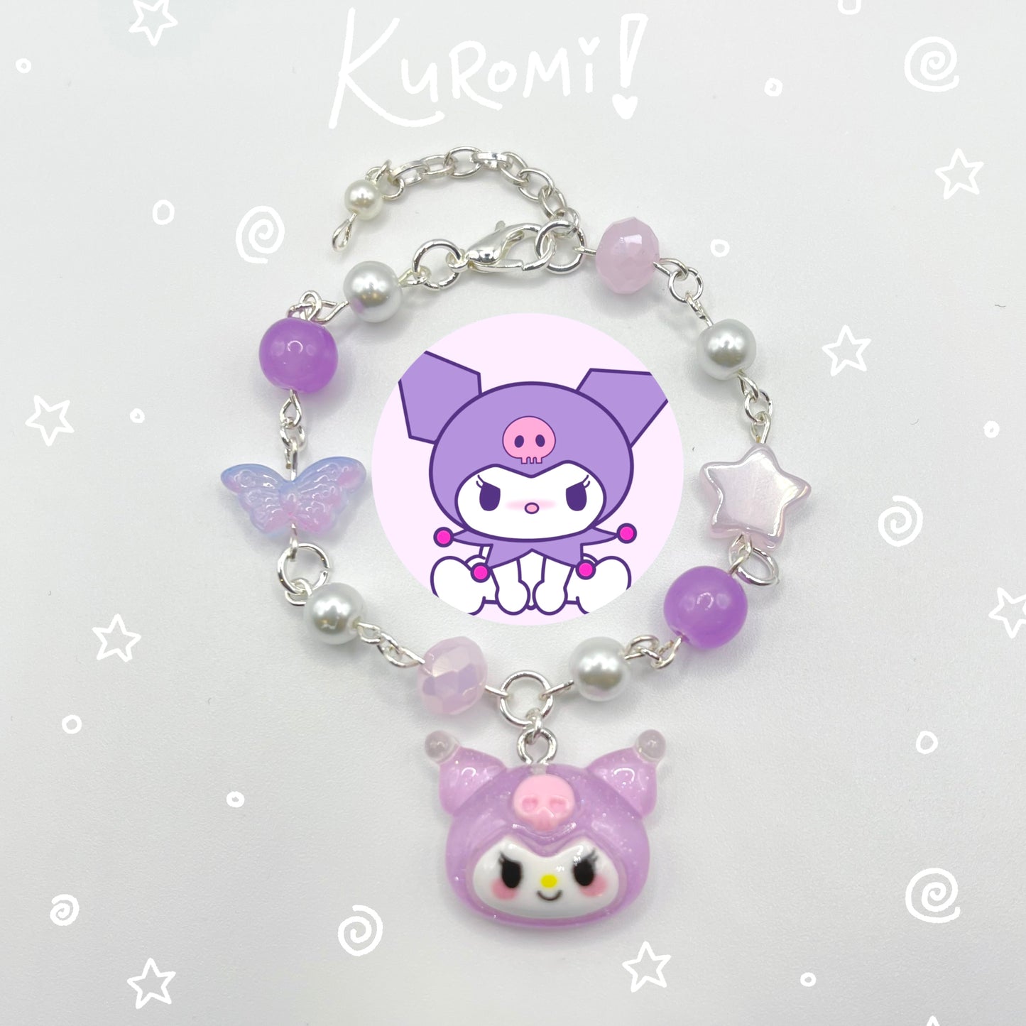 Kawaii Sanrio Inspired Beaded Chain Charm Bracelet (Hand-Made)