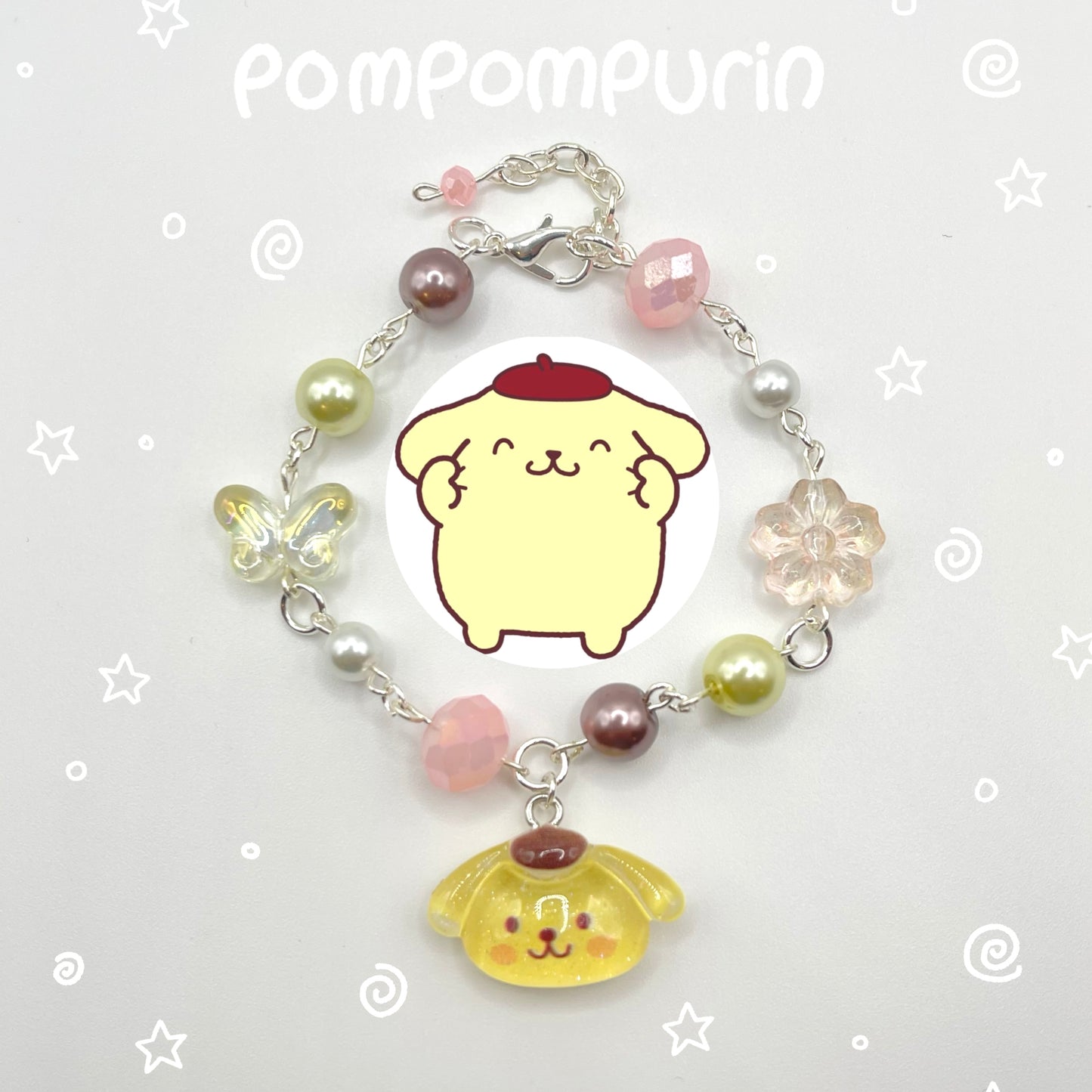 Kawaii Sanrio Inspired Beaded Chain Charm Bracelet (Hand-Made)