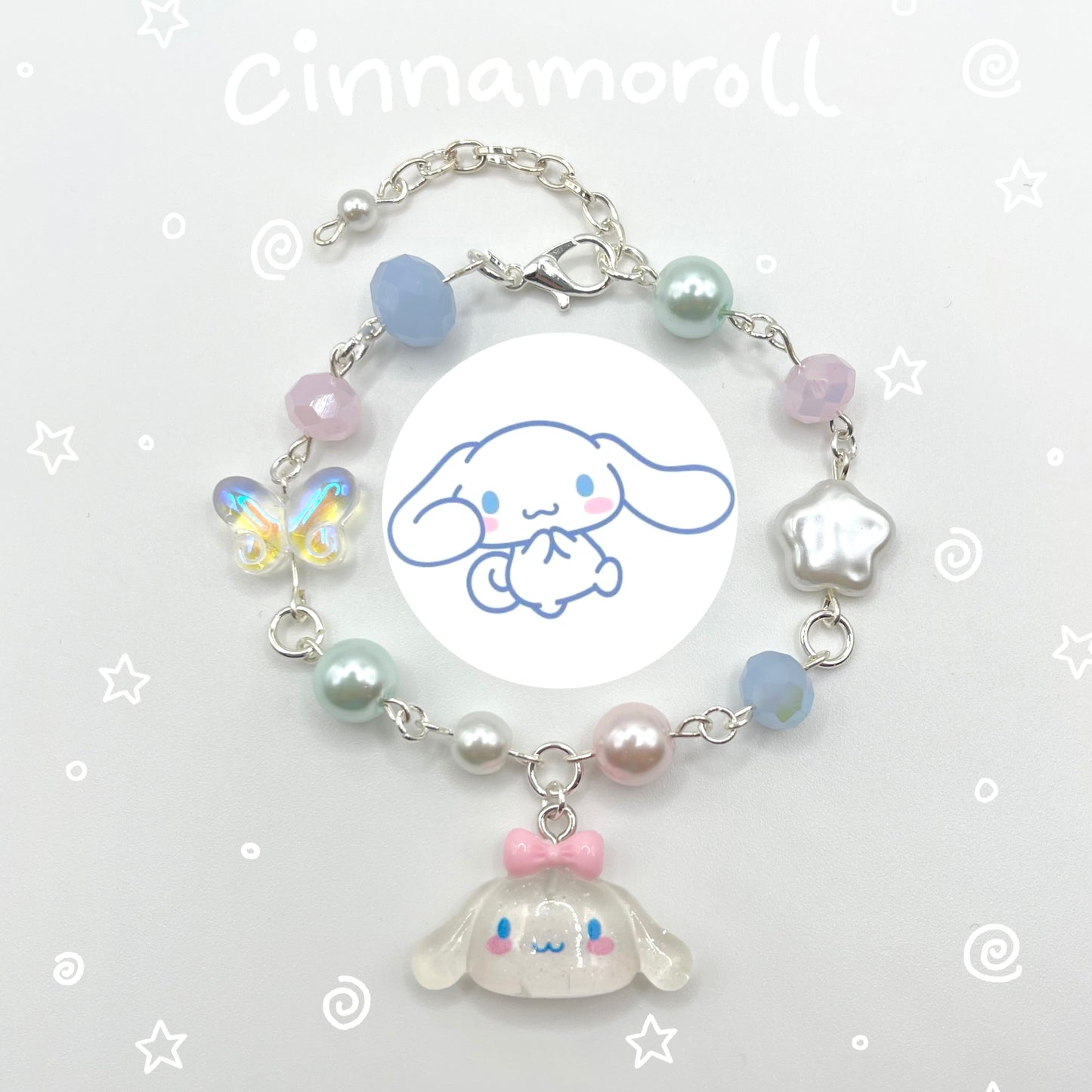 Kawaii Sanrio Inspired Beaded Chain Charm Bracelet (Hand-Made)