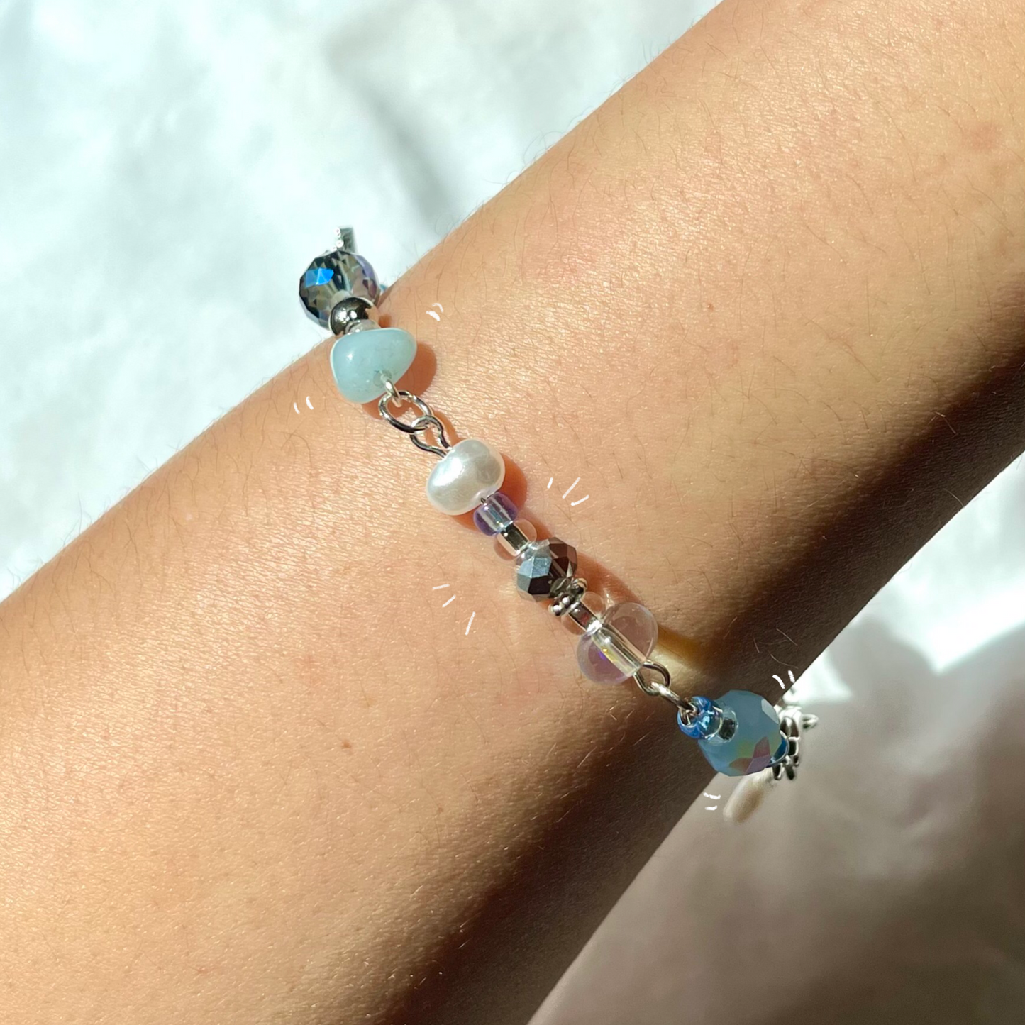 Ice Knight Kaeya Inspired Beaded Chain Charm Bracelet (Hand-Made)